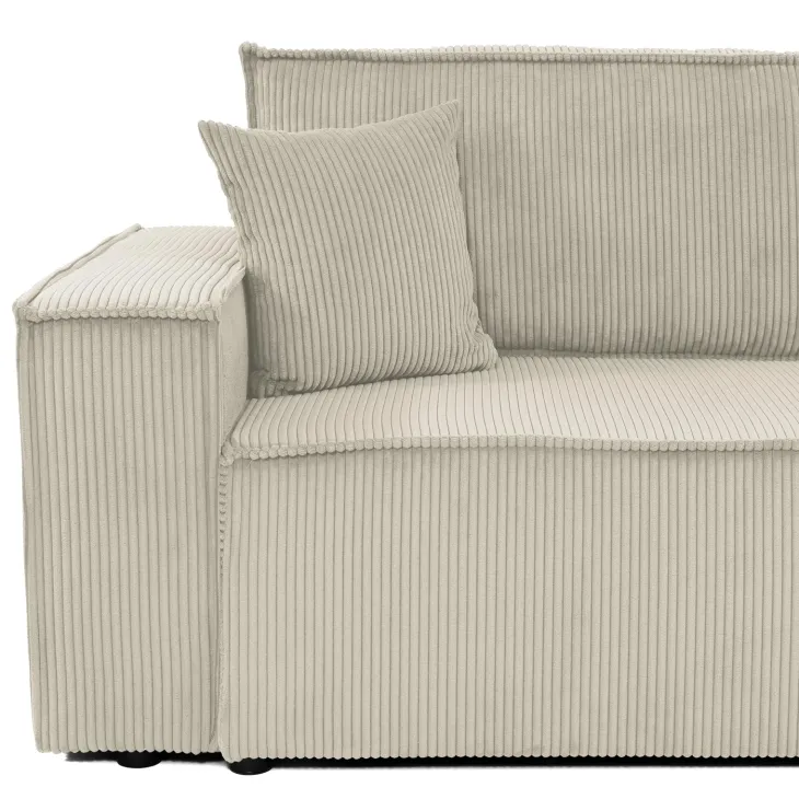 Divano letto matrimoniale 3 posti 245x90cm velluto a coste beige Ploffy