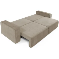Divano letto matrimoniale 3 posti 248x90cm velluto a coste tortora Slurp