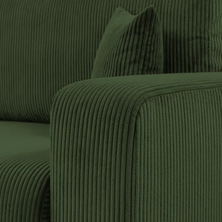 Divano letto matrimoniale 3 posti 248x90cm velluto a coste verde Slurp
