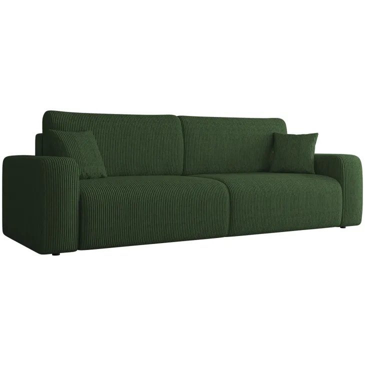 Divano letto matrimoniale 3 posti 248x90cm velluto a coste verde Slurp