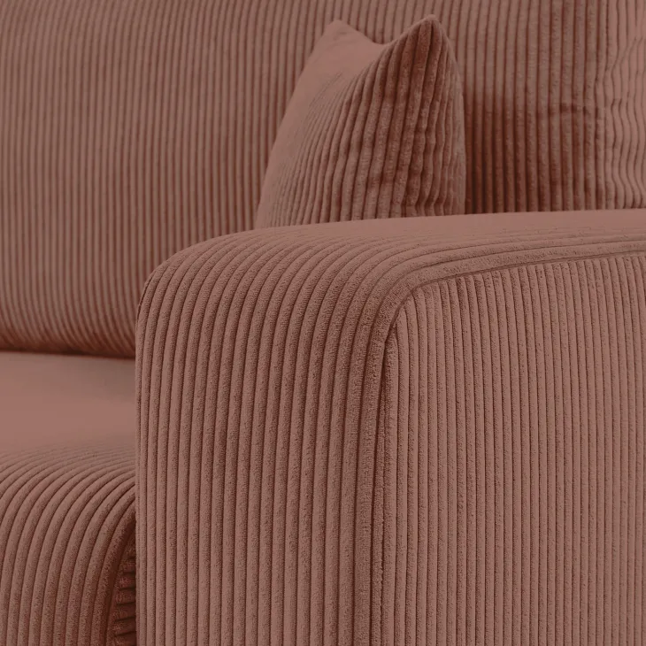 Divano letto matrimoniale 3 posti 248x90cm velluto a coste rosa Slurp