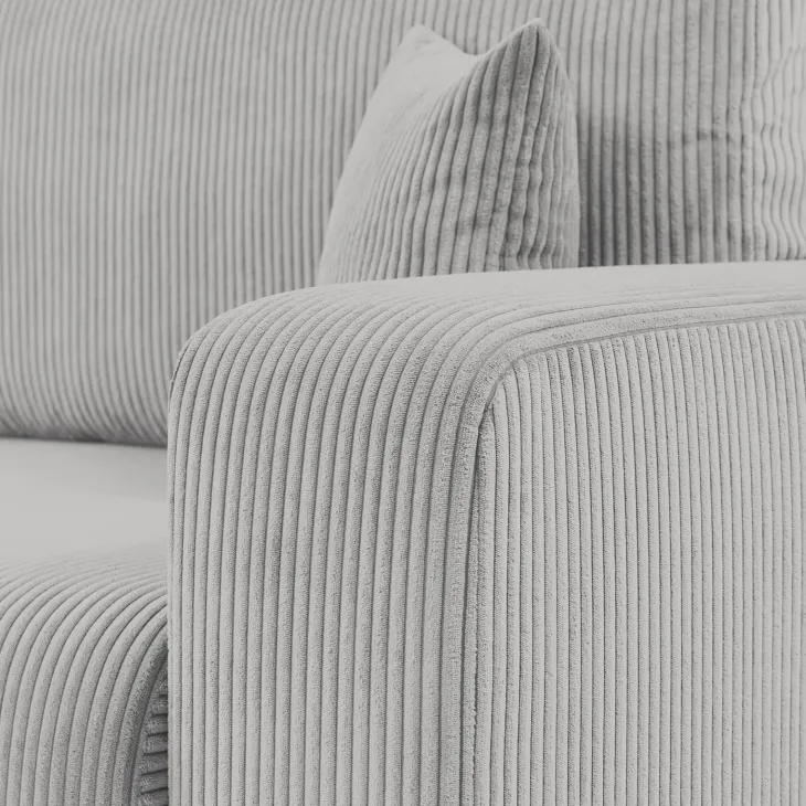 Divano letto matrimoniale 3 posti 248x90cm velluto a coste grigio Slurp