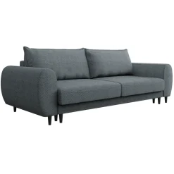 Divano letto matrimoniale 3 posti 251x95cm tessuto grigio scuro Pluffy