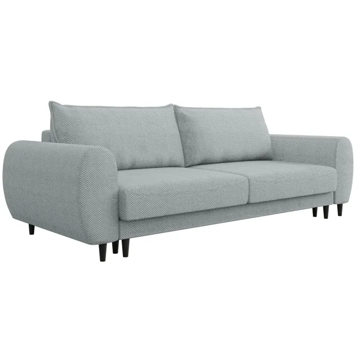 Divano letto matrimoniale 3 posti 251x95cm tessuto grigio Pluffy