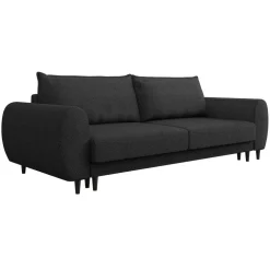 Divano letto matrimoniale 3 posti 251x95cm tessuto grigio antracite Pluffy