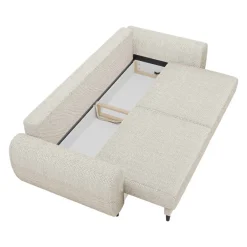 Divano letto matrimoniale 3 posti 251x95cm tessuto beige Pluffy