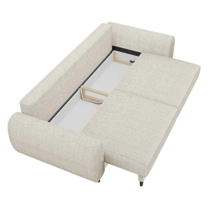 Divano letto matrimoniale 3 posti 251x95cm tessuto beige Pluffy