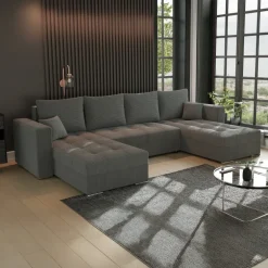 Divano letto panoramico 320x160cm velluto a coste antracite Ermione
