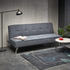 Divano letto pieghevole 173x83cm 3 posti moderno in tessuto grigio Veliero