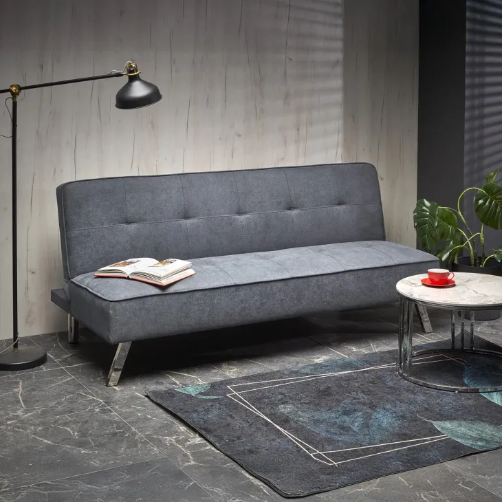 Divano letto pieghevole 173x83cm 3 posti moderno in tessuto grigio Veliero