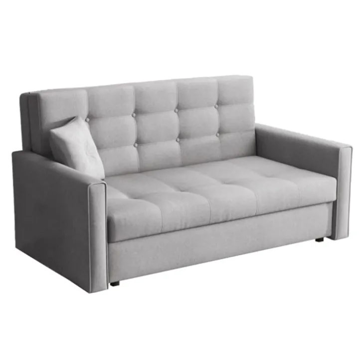 Divano letto 3 posti 153cm imbottito in tessuto grigio Isidore