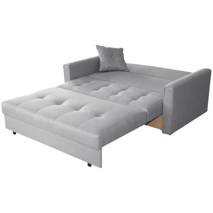Divano letto 3 posti 153cm imbottito in tessuto grigio Isidore