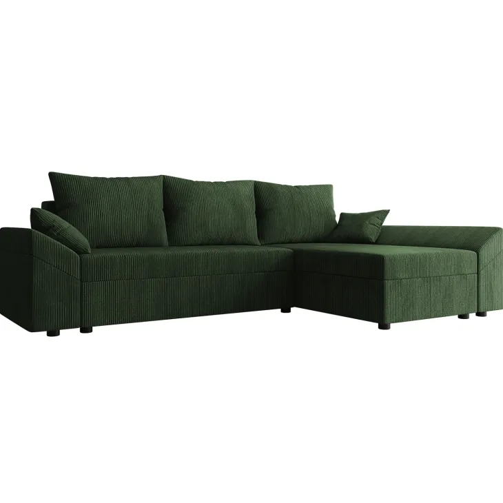 Divano letto 3 posti reversibile 240x140cm matrimoniale angolare velluto a coste verde Appia