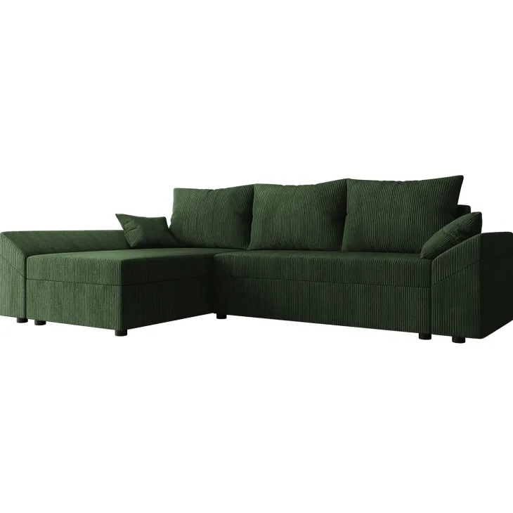 Divano letto 3 posti reversibile 240x140cm matrimoniale angolare velluto a coste verde Appia