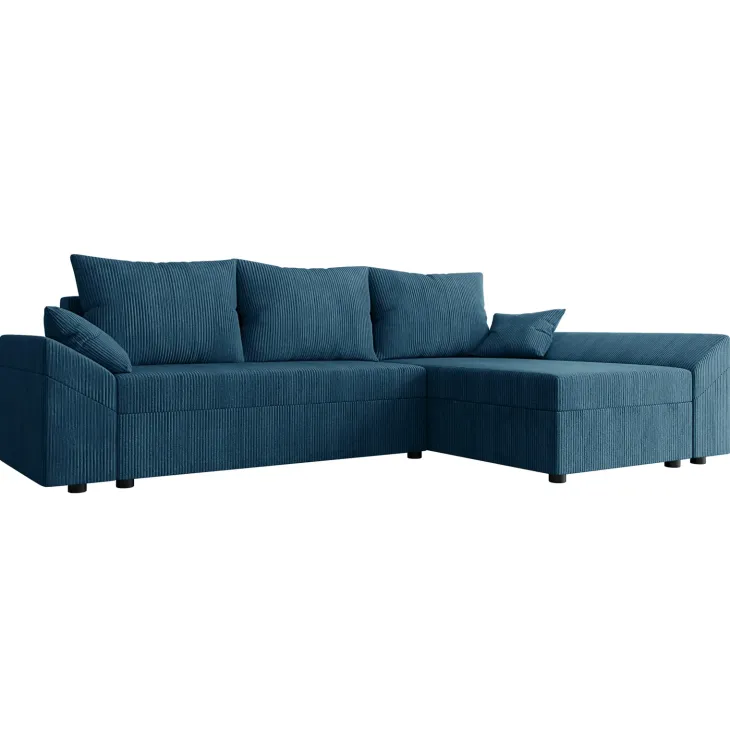 Divano letto 3 posti reversibile 240x140cm matrimoniale angolare velluto a coste blu Appia