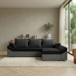 Divano letto 3 posti reversibile 240x140cm matrimoniale angolare grigio nero Appia