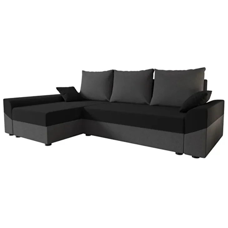 Divano letto 3 posti reversibile 240x140cm matrimoniale angolare grigio nero Appia