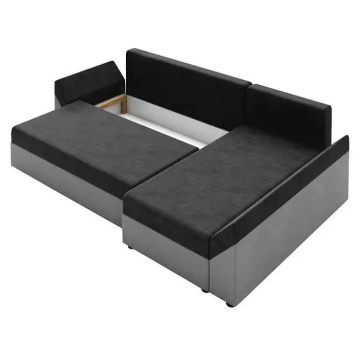 Divano letto 3 posti reversibile 240x140cm matrimoniale angolare grigio nero Appia
