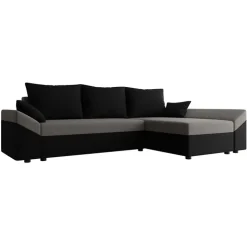Divano letto 3 posti reversibile 240x140cm matrimoniale angolare nero grigio Appia