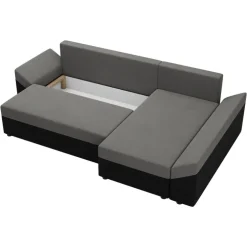 Divano letto 3 posti reversibile 240x140cm matrimoniale angolare nero grigio Appia
