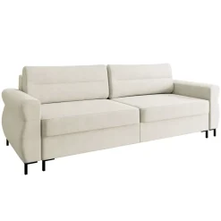 Divano letto 3 posti 238x95 cm con box contenitore imbottito beige chiaro nero Velissa