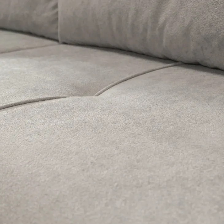 Divano letto 3 posti 248x90cm con contenitore in tessuto velo grigio chiaro Floty