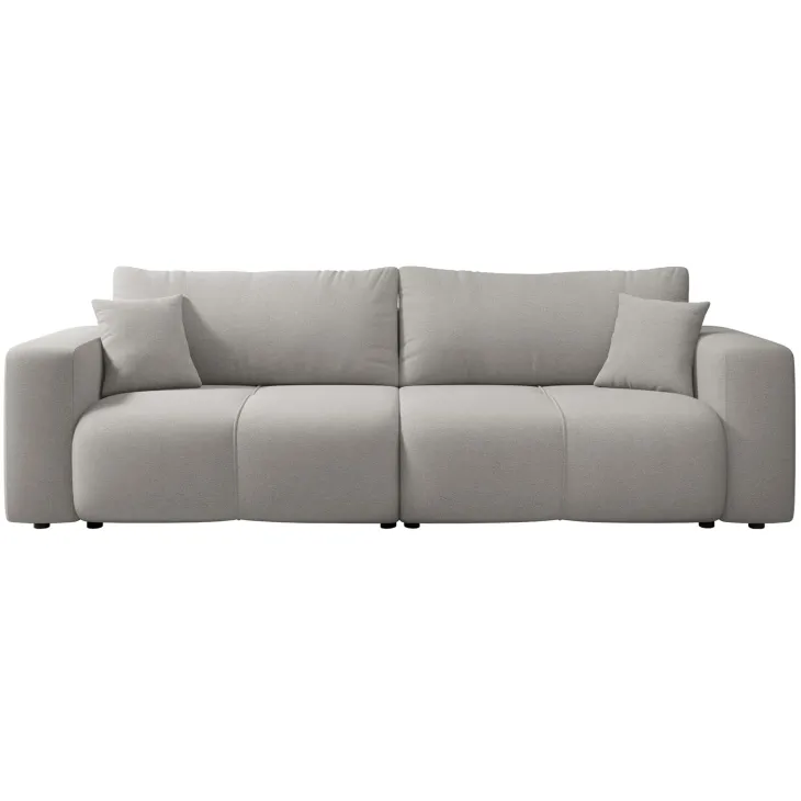 Divano letto 3 posti 248x90cm con contenitore in tessuto velo grigio chiaro Floty