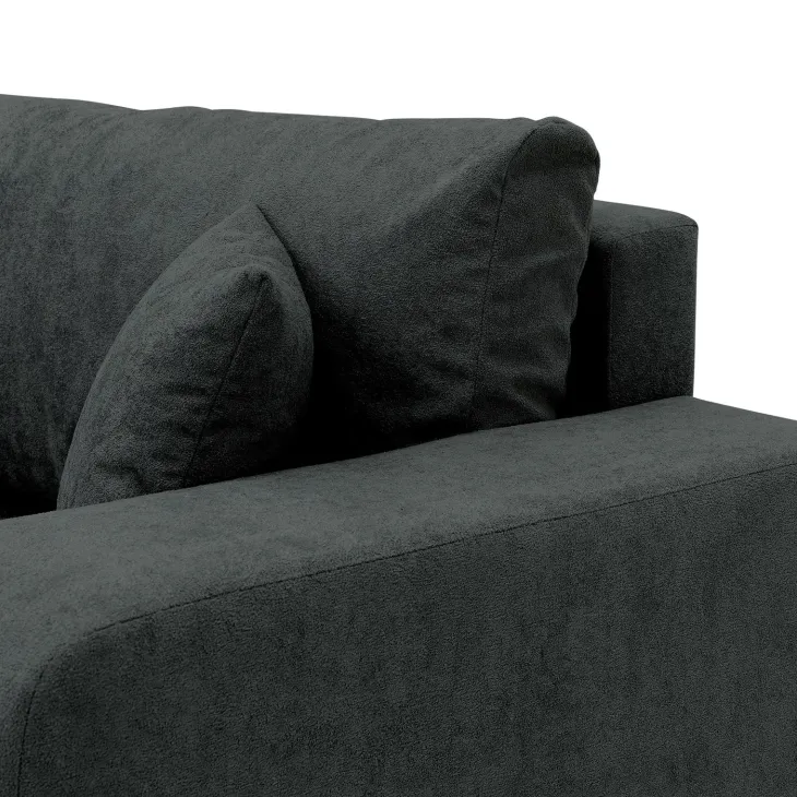 Divano letto 3 posti 248x90cm con contenitore in tessuto velo nero Floty