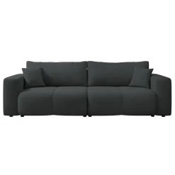 Divano letto 3 posti 248x90cm con contenitore in tessuto velo nero Floty
