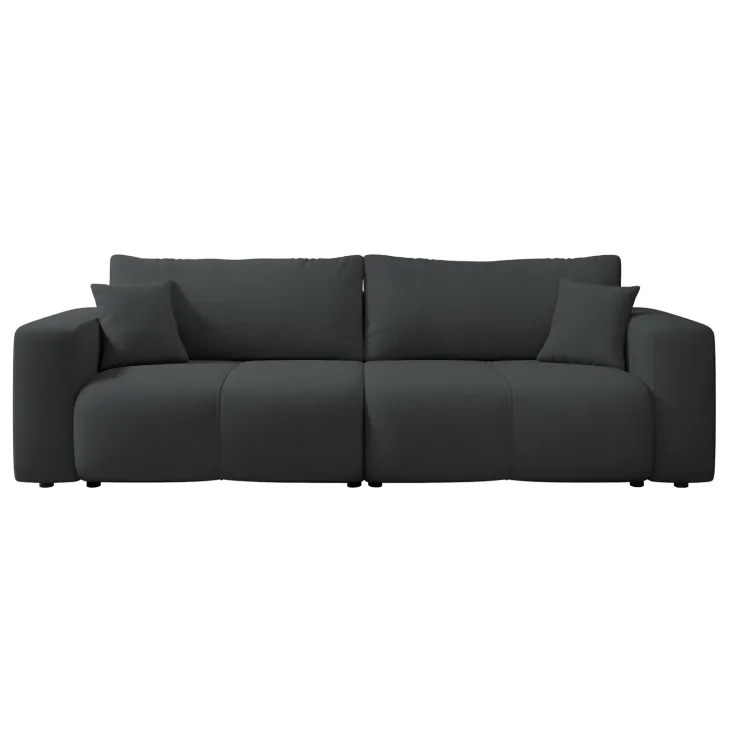 Divano letto 3 posti 248x90cm con contenitore in tessuto velo nero Floty