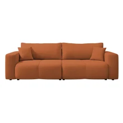 Divano letto 3 posti 248x90cm con contenitore in tessuto velo rosso mattone Floty