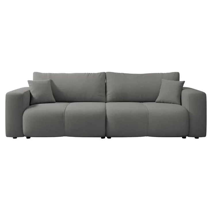 Divano letto 3 posti 248x90cm con contenitore in tessuto velo grigio scuro Floty