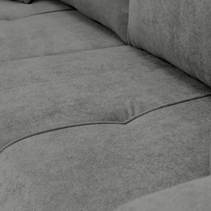Divano letto 3 posti 248x90cm con contenitore in tessuto velo grigio scuro Floty