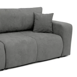 Divano letto 3 posti 248x90cm con contenitore in tessuto velo grigio scuro Floty