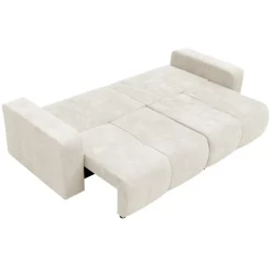 Divano letto 3 posti 248x90cm con contenitore in tessuto velo bianco Floty
