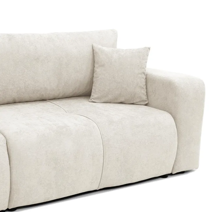 Divano letto 3 posti 248x90cm con contenitore in tessuto velo bianco Floty