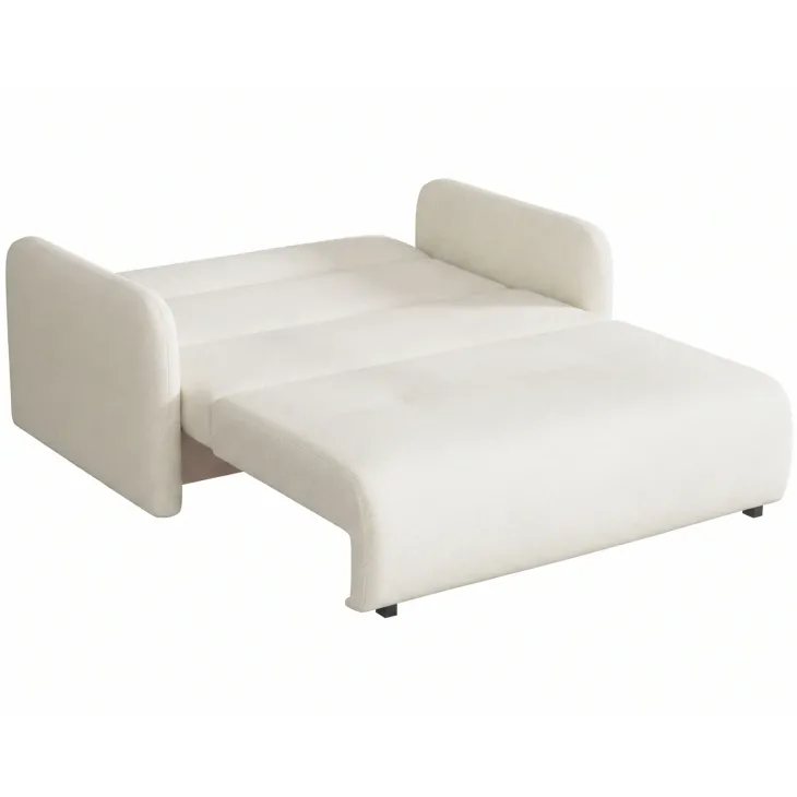 Divano letto 3 posti 170x103 cm con contenitore e cuscino tessuto velo panna Reposa