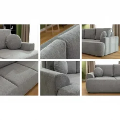 Divano letto 3 posti 248x110cm con contenitore grigio scuro Novera
