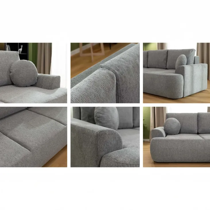 Divano letto 3 posti 248x110cm con contenitore grigio scuro Novera