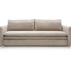 Divano letto 3 posti 229x103cm velluto a coste tortora Softure