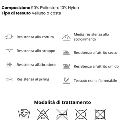 Divano letto 3 posti 229x103cm velluto a coste tortora Softure