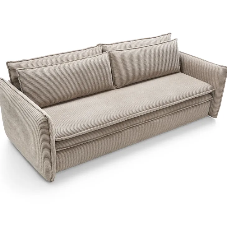 Divano letto 3 posti 229x103cm velluto a coste tortora Softure