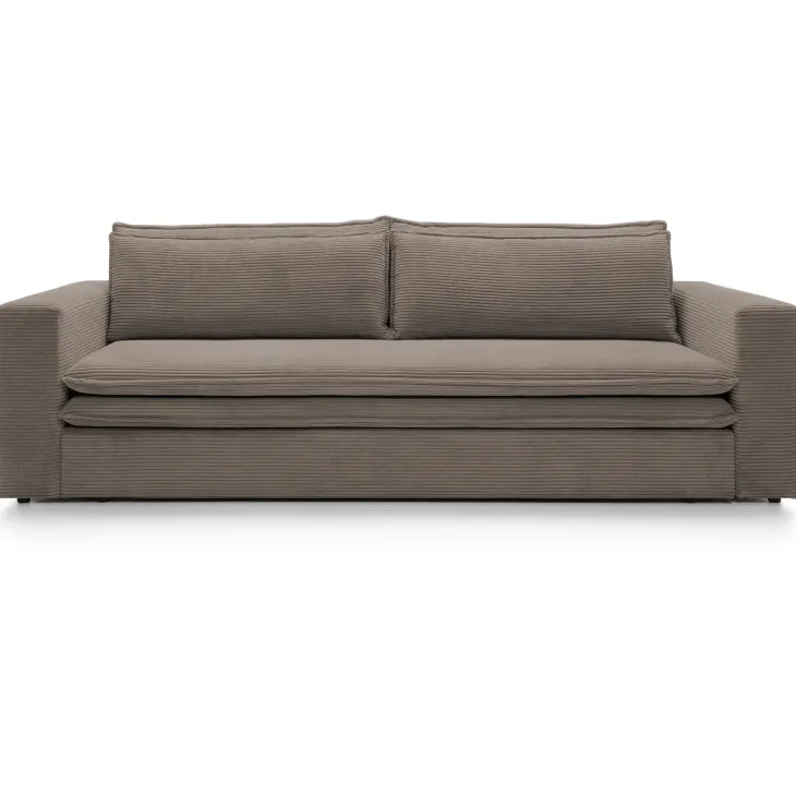 Divano letto 3 posti 244x95cm velluto a coste marrone Restful