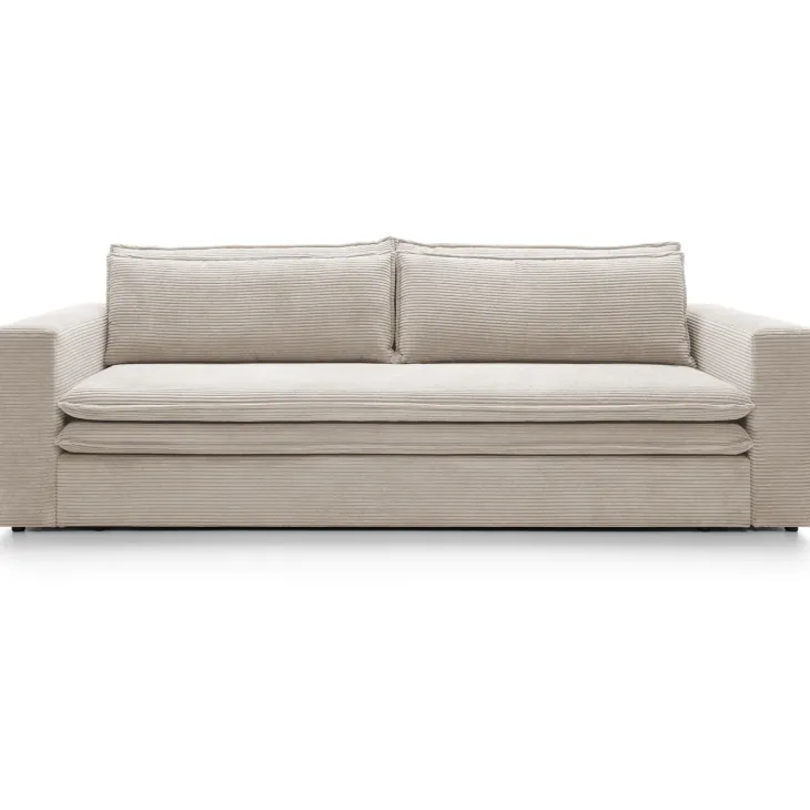 Divano letto 3 posti 244x95cm velluto a coste beige Restful