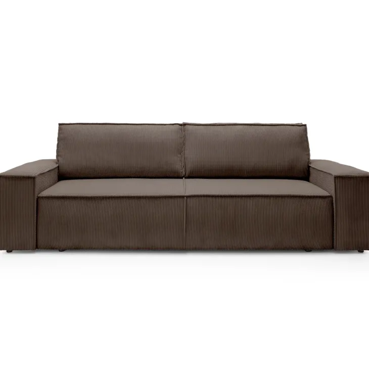 Divano letto 3 posti 257x106cm velluto a coste marrone Snuggle