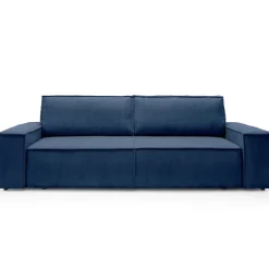 Divano letto 3 posti 257x106cm velluto a coste blu Snuggle