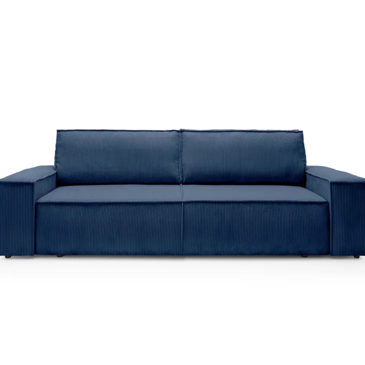 Divano letto 3 posti 257x106cm velluto a coste blu Snuggle