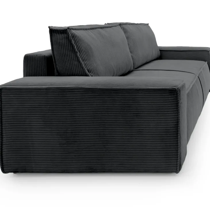 Divano letto 3 posti 257x106cm velluto a coste antracite Snuggle
