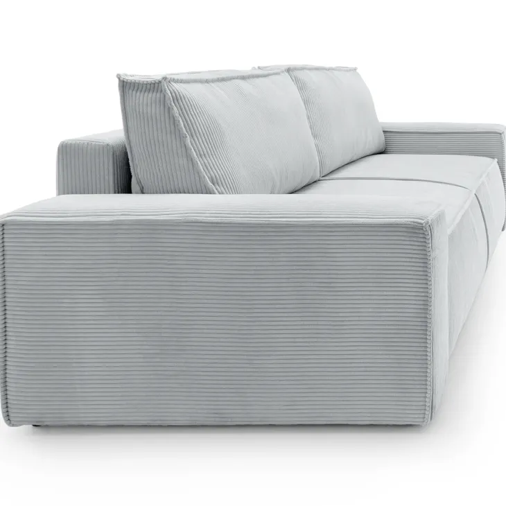 Divano letto 3 posti 257x106cm velluto a coste grigio chiaro Snuggle