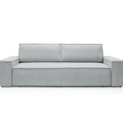 Divano letto 3 posti 257x106cm velluto a coste grigio chiaro Snuggle